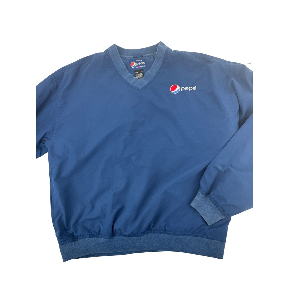 Pepsi Employee 90s Aramark Windbreaker Jacket Mens M Blue V-Neck Pullover